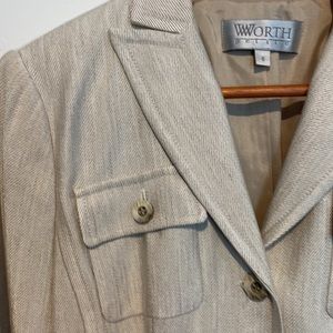 Worth beautifully tailored blazer jacket cream linen color petite 8Viscose linen